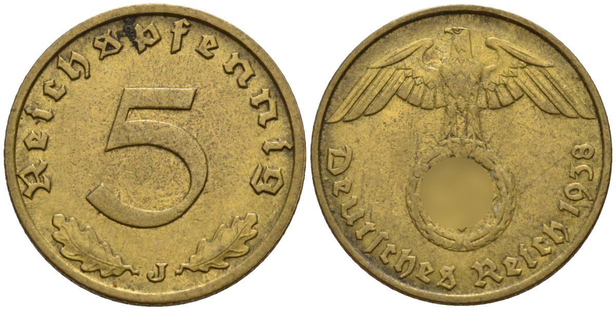 Германия 5 рейхспфеннигов 1938 J KM 91, J. 363 алюминиевая бронза 4151-863
