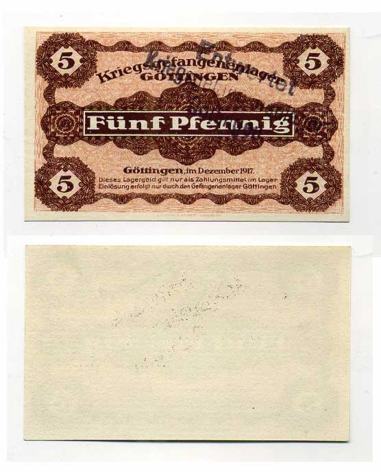 Германия 5 пфеннигов 1917 Гёттинген, лагерь военнопленных C-3020 бумага UNC (пресс) 7555-50-1-2
