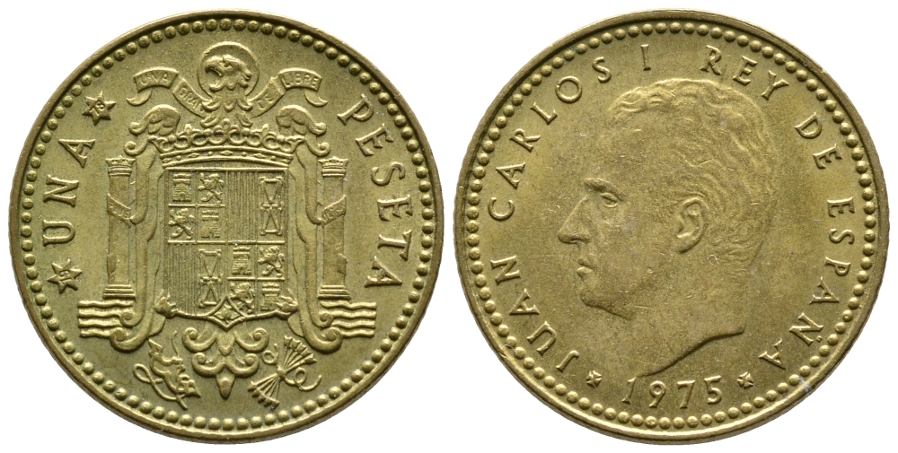Испания 1 песета 1975 (78) Хуан Карлос I (1975-2014) KM 806 алюминиевая бронза 4610-155