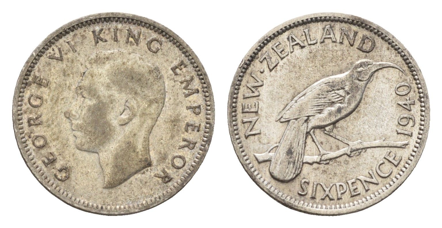 Новая Зеландия 6 пенсов 1940 Георг VI (1936-1952) KM 8 серебро 4659-939