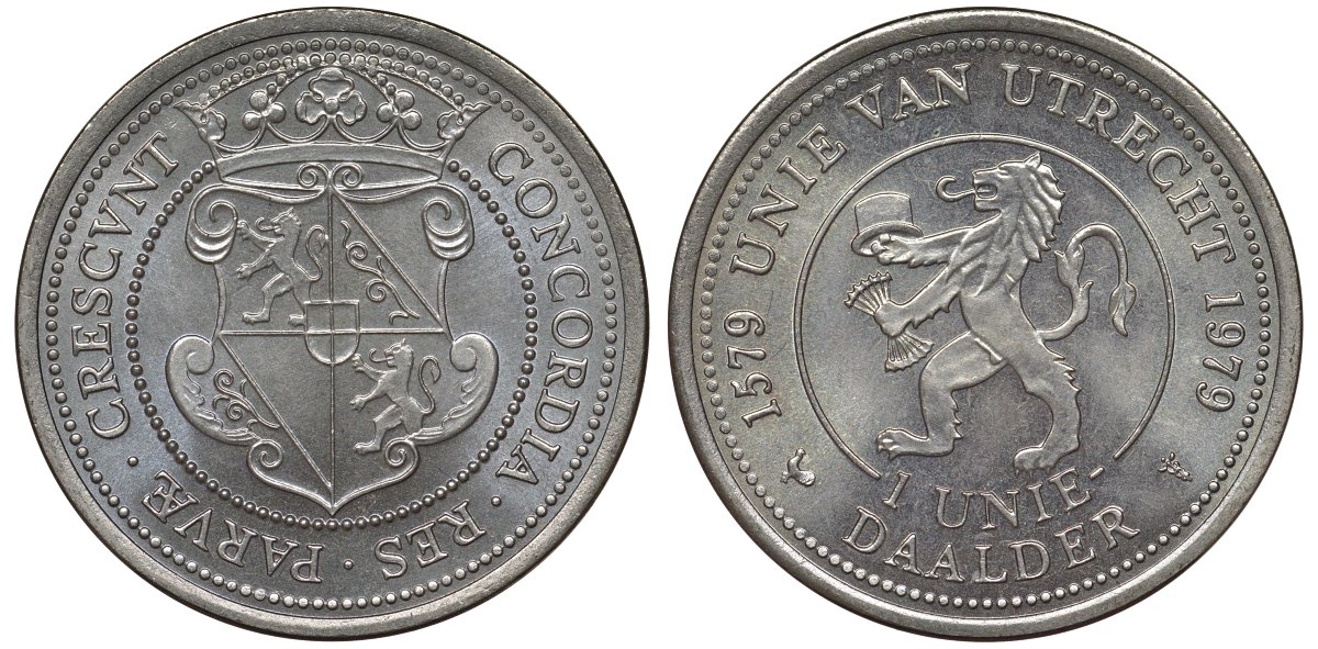Нидерланды 1 даалдер 1979 400 лет Утрехтскому союзу медно-никель UNC 4122-121