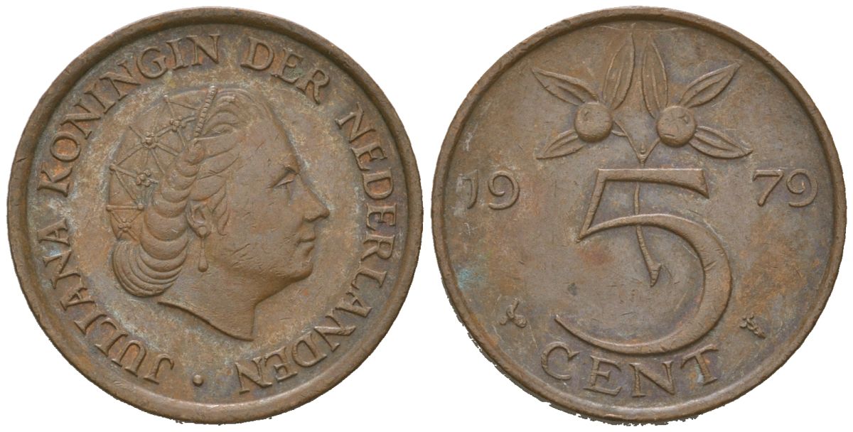 Нидерланды 5 центов 1979 Юлиана (1948-1980) KM 181 бронза 4621-612