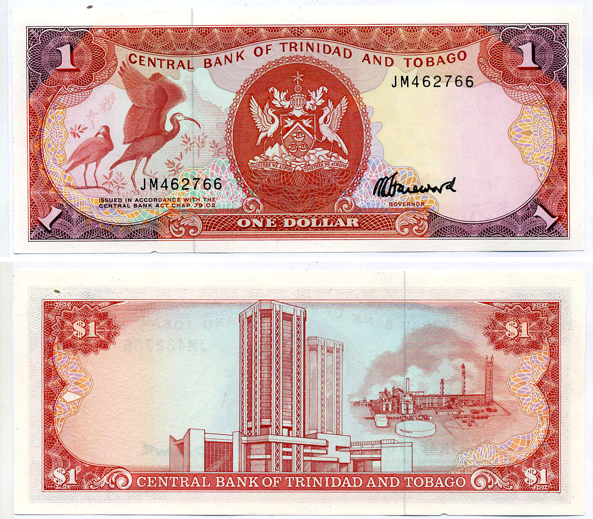 Тринидад и Тобаго 1 доллар 1985 подпись 6 Pick 36c бумага UNC (пресс) 2197-13-2-2