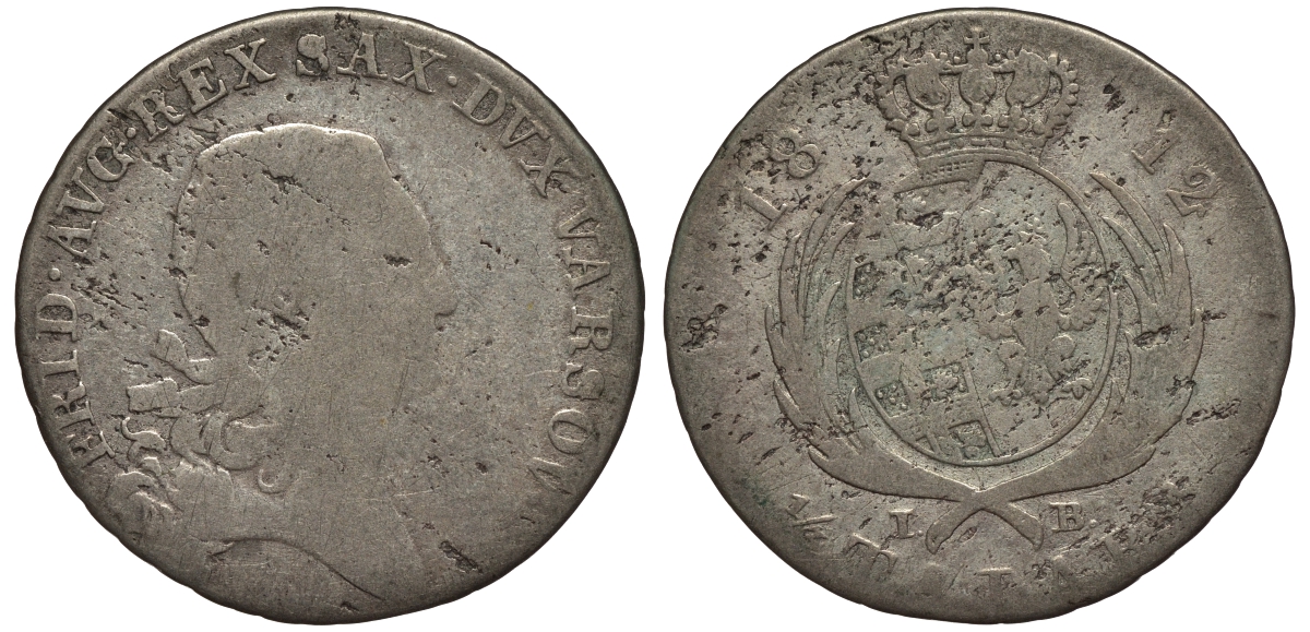 Польша 1/3 талера 1812 I.B.Фридрих Август I (1807-1814), король Саксонии KM 86 серебро    441-332