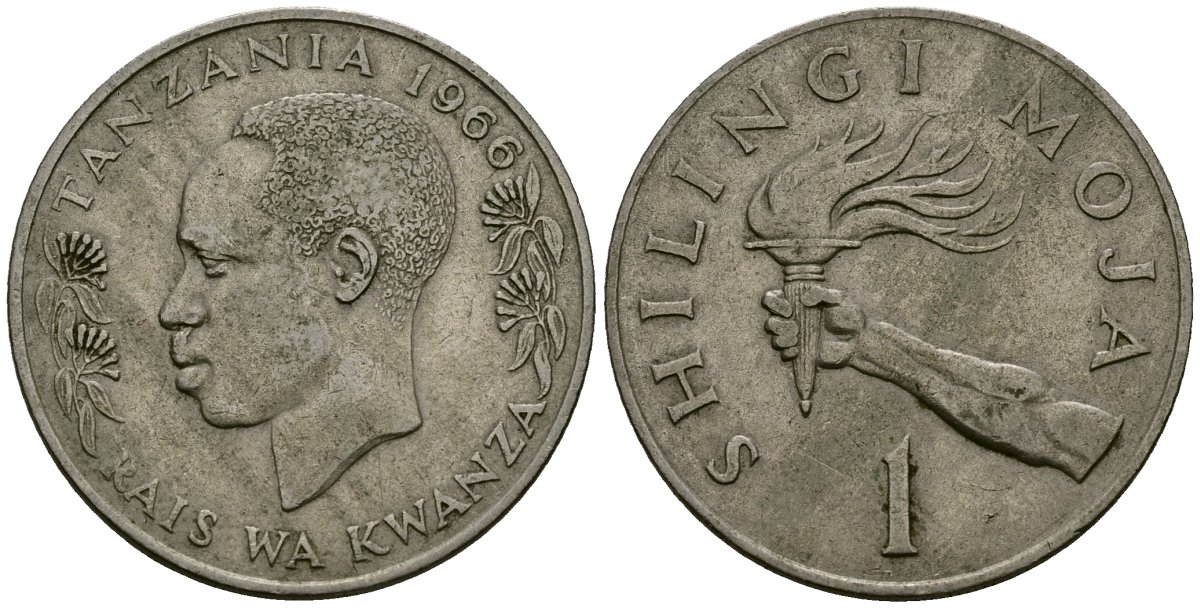 Танзания 1 шиллинг 1966 KM 4 медно-никель 4120-915