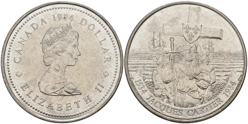 Канада 1 доллар 1984 Жак Картье KM 141 никель UNC 97-144