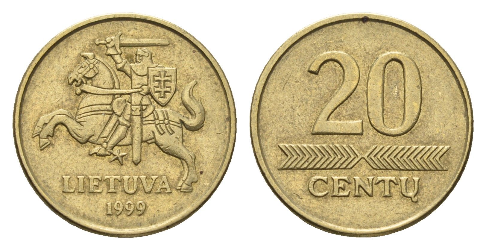 Литва 20 центов 1999 KM 107 никель латунь 4694-1221