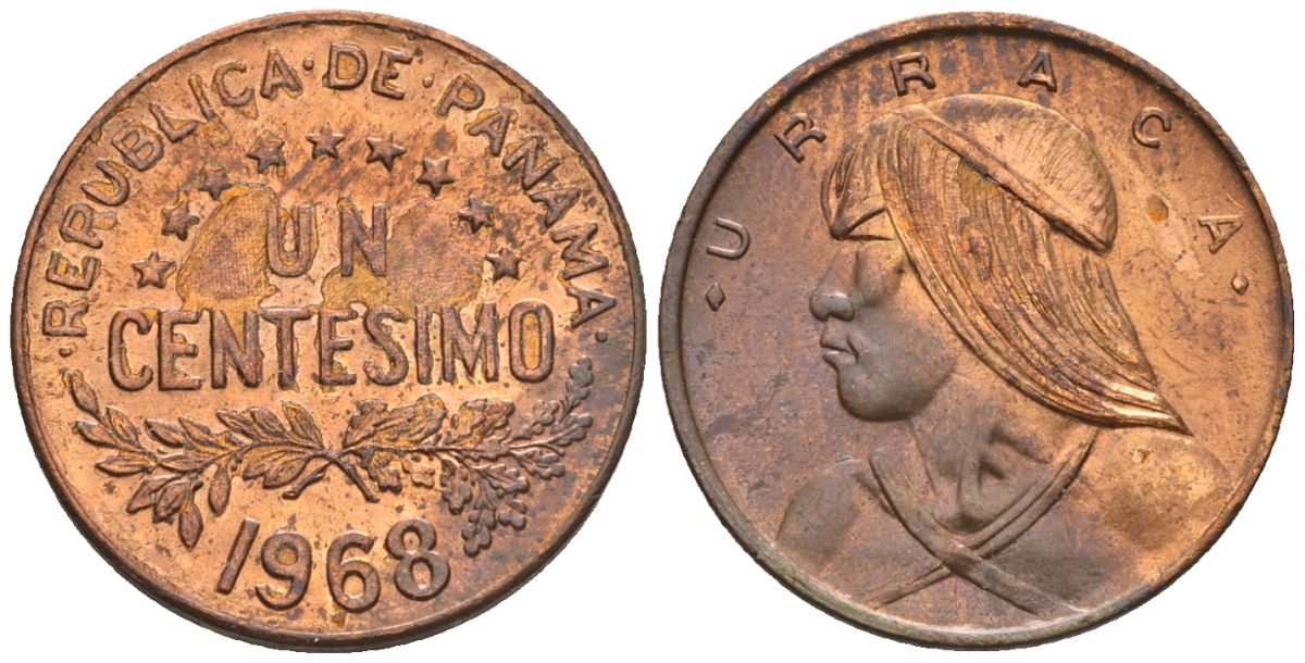 Панама 1 сентесимо 1968  KM 22 бронза  aUNC  4609-815