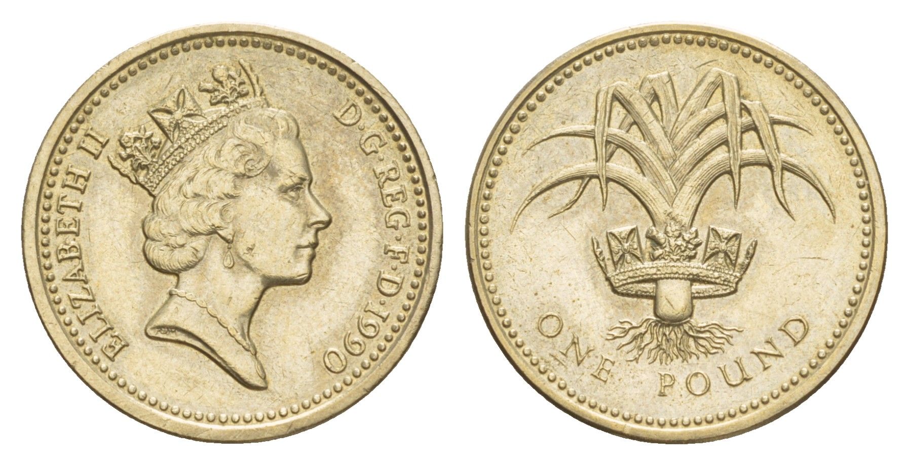 Великобритания 1 фунт 1990 Елизавета II (1952-2022) KM 941, Spink 4331 никель латунь aUNC 4638-744