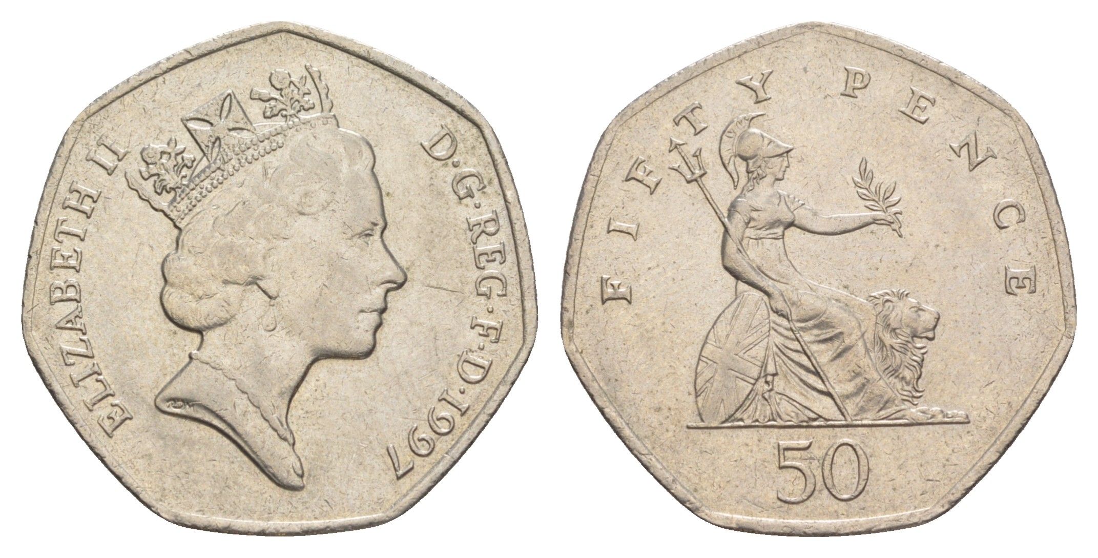 Великобритания 50 пенсов 1997 Елизавета II (1952-2022) KM 940.2, Spink 4351 (H7) медно-никель 4637-111