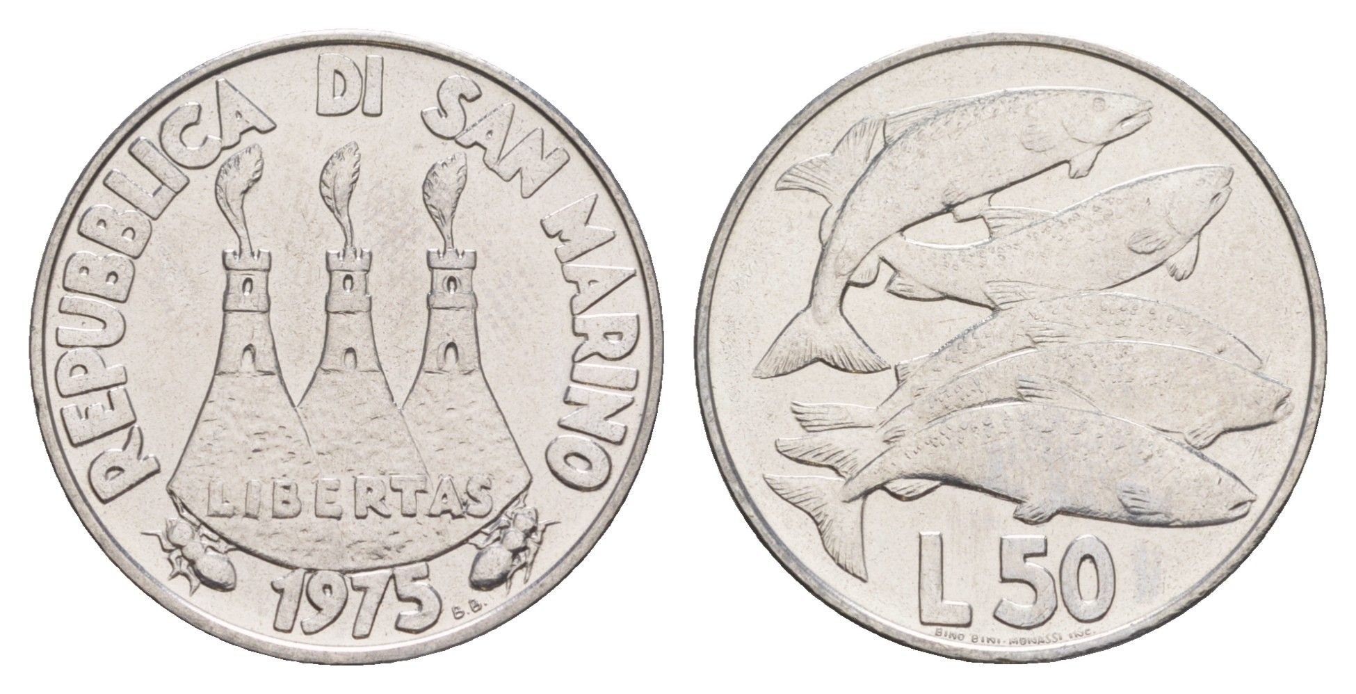 Сан-Марино 50 лир 1975 Любовь у животных KM 45 нержавеющая сталь UNC 4648-234