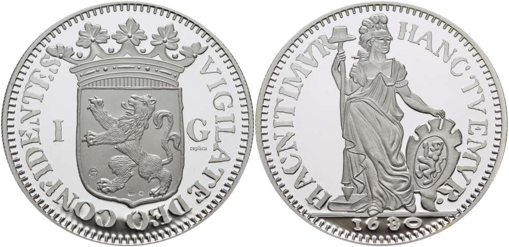 Нидерланды медаль ND 1 гульден 1680, диаметр 45 мм., вес 31,33 гр.  серебро  PROOF  11-098-31