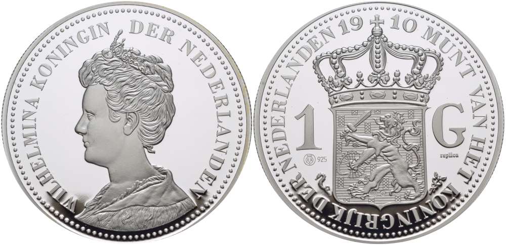 НИДЕРЛАНДЫ МЕДАЛЬ ND 1 ГУЛЬДЕН 1910, ВИЛЬГЕЛЬМИНА, ДИАМЕТР 45 ММ., ВЕС 31,33 ГР. серебро PROOF 00-00