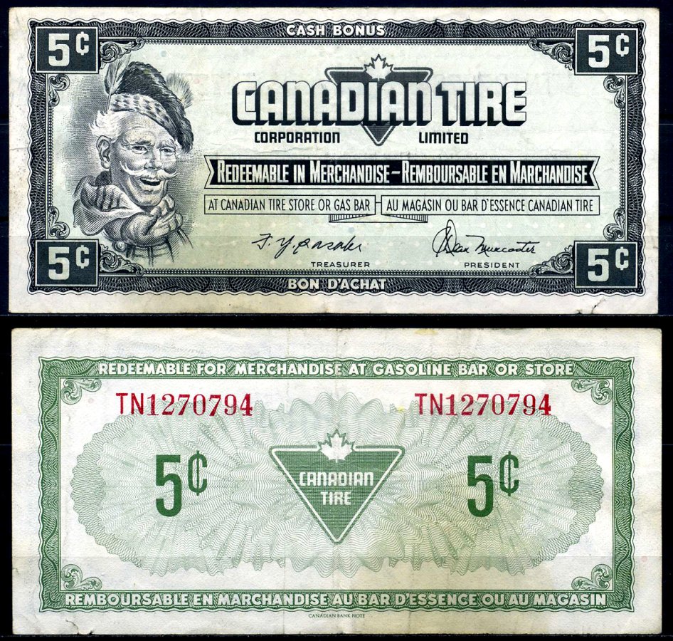 Канада купон на 5 центов 1974 Canadian Tire бумага 2195-21-1-1