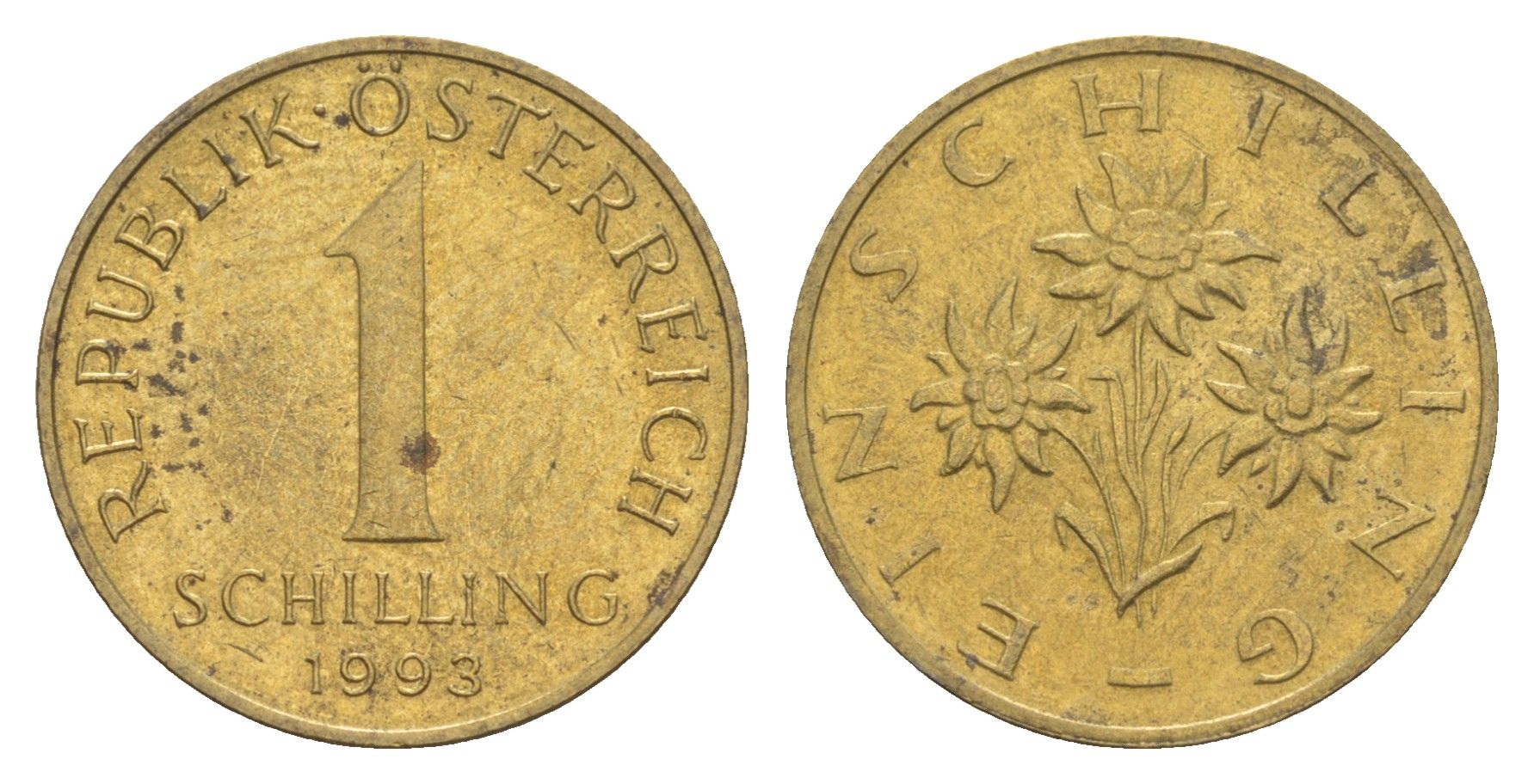 Австрия 1 шиллинг 1993 KM 2886 алюминиевая бронза UNC 4563-145