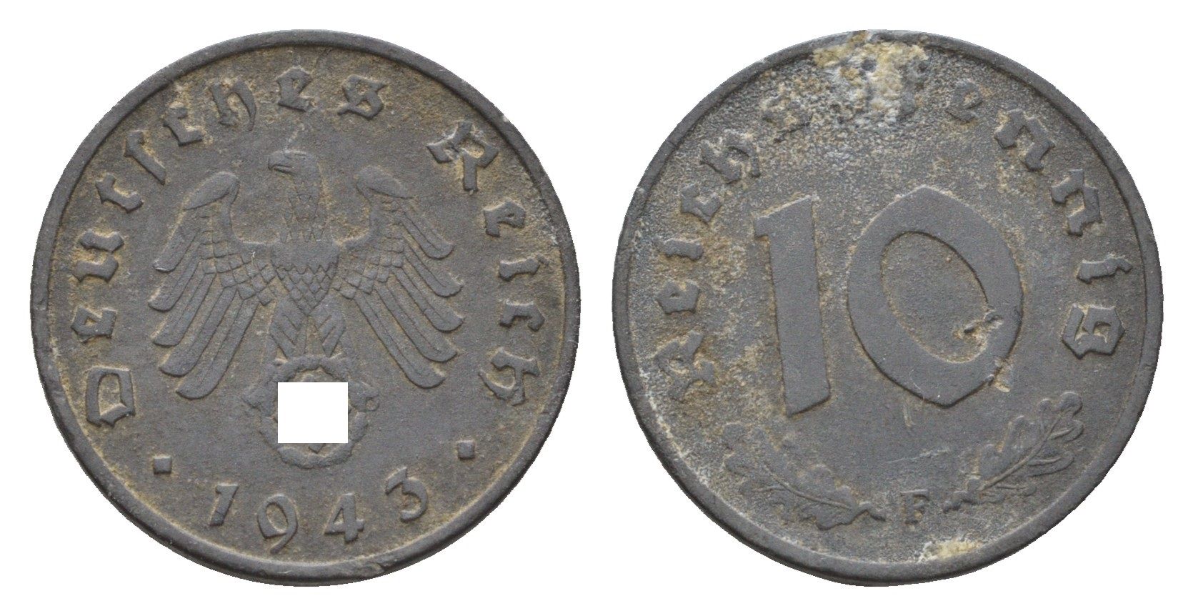 Германия 10 рейхспфеннигов 1943 F KM 101, J. 371 цинк 4685-433