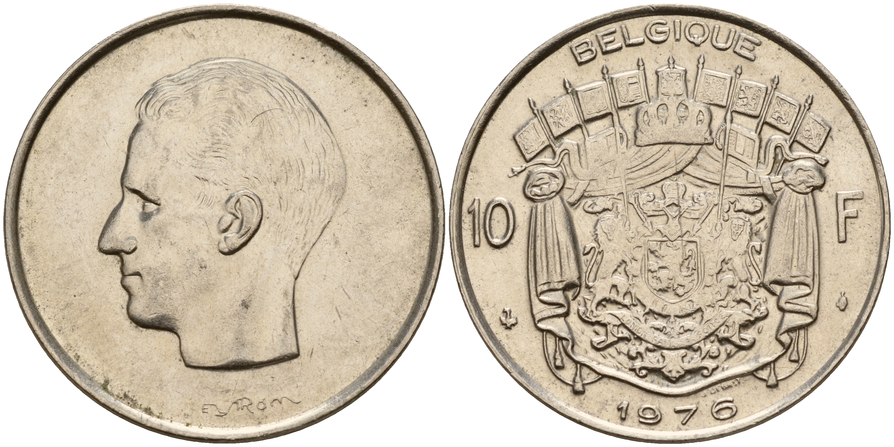 Бельгия 10 франков 1976 Belgique, Бодуэн I (1951-1993) KM 155.1 никель  4187-511