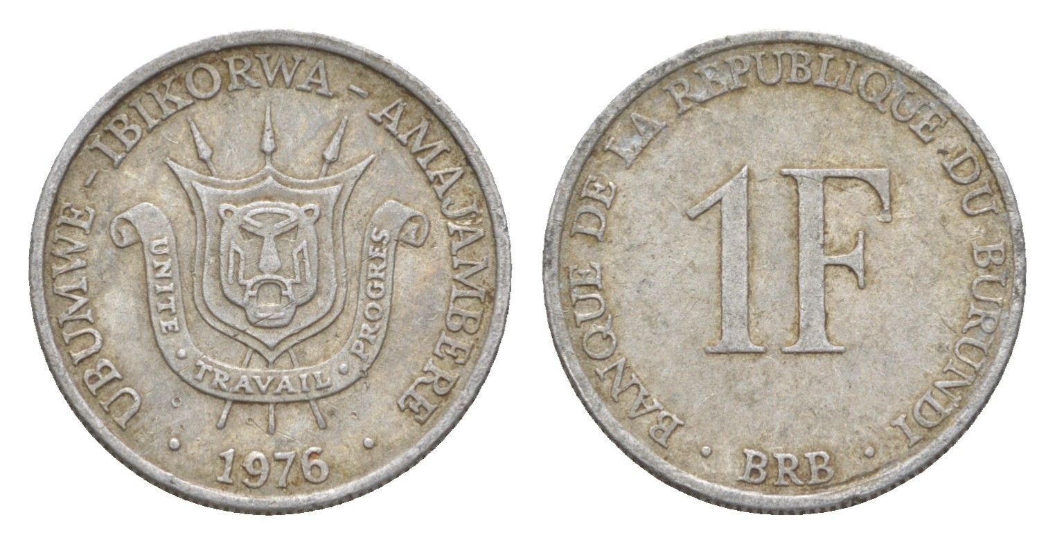 Бурунди 1 франк 1976 KM 19 алюминий 4649-427