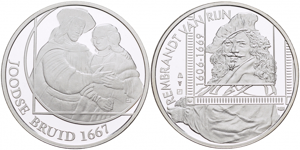 НИДЕРЛАНДЫ МЕДАЛЬ РЕМБРАНДТ (1606-1669), ЕВРЕЙСКАЯ НЕВЕСТА 1667 ГОД, ДИАМЕТР 30 мм., ВЕС 9,42 гр. медно-никель 1087-2-21