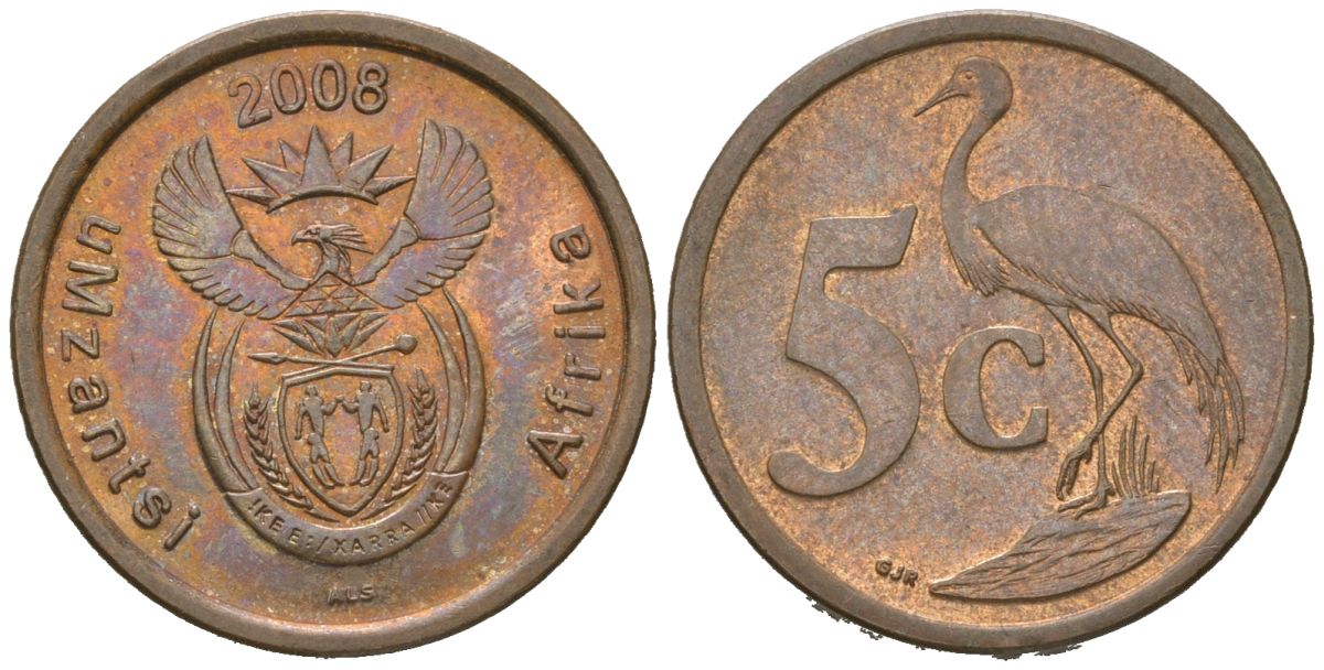 ЮАР 5 центов 2008 KM 440 сталь плакированная медью 4621-555