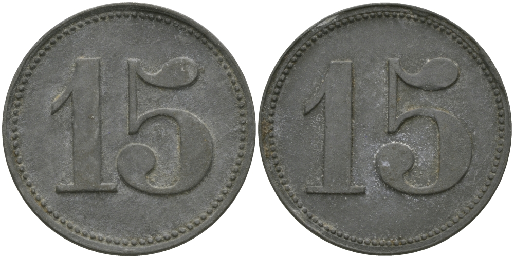 ФРАНЦИЯ 15 САНТИМОВ ND ПЛАТЕЖНЫЙ ЖЕТОН НАЧАЛА XX ВЕКА, ЦИФРЫ НОМИНАЛА 12,5 ММ., ДИАМЕТР 23,5 ММ. цинк 98-1034