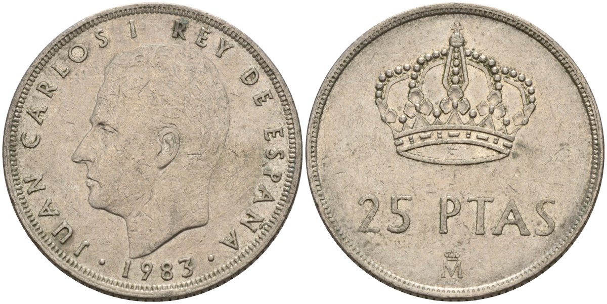 Испания 25 песет 1983 Хуан Карлос I (1975-2014) KM 824 медно-никель 4149-1046