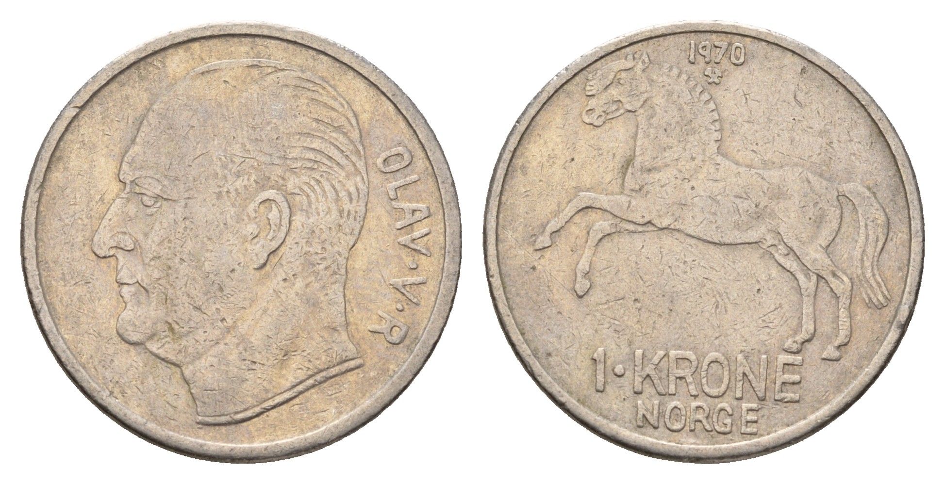 Норвегия 1 крона 1970 Улаф V (1957-1991) KM 409 медно-никель 4673-1233