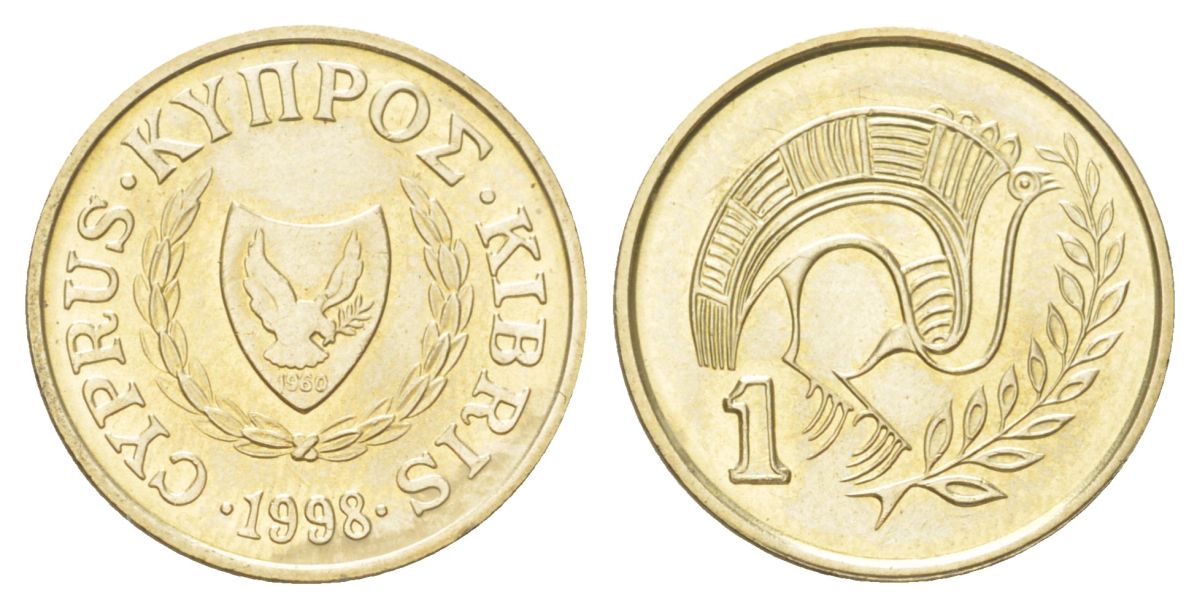 Кипр 1 цент 1998 KM 53.3 никель латунь UNC 4627-856