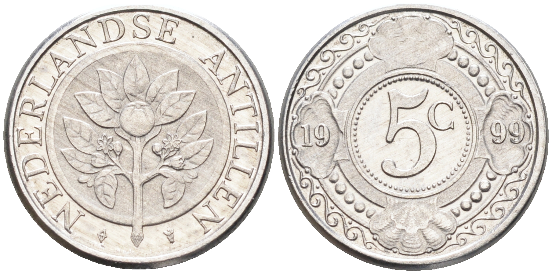 Нидерландские Антилы 5 центов 1999 Беатрикс (1980-2013) KM 33 алюминий 4169-338