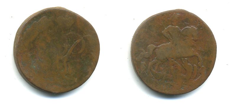 РОССИЯ 1 КОПЕЙКА 1758 медь 61-211