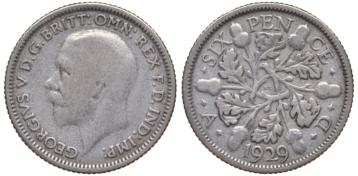 Великобритания 6 пенсов 1929 Георг V (1910-1936) KM 832, Spink 4040 серебро 4124-726