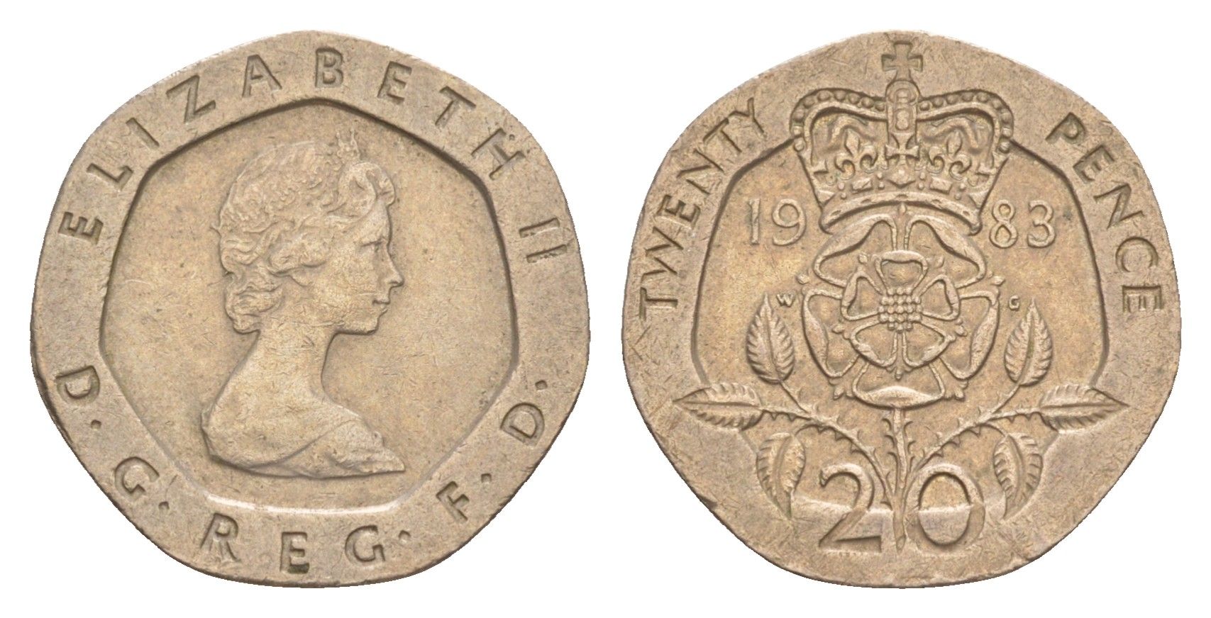 Великобритания 20 пенсов 1983 Елизавета II (1952-2022) KM 931, Spink 4230 (G1) медно-никель 4639-842