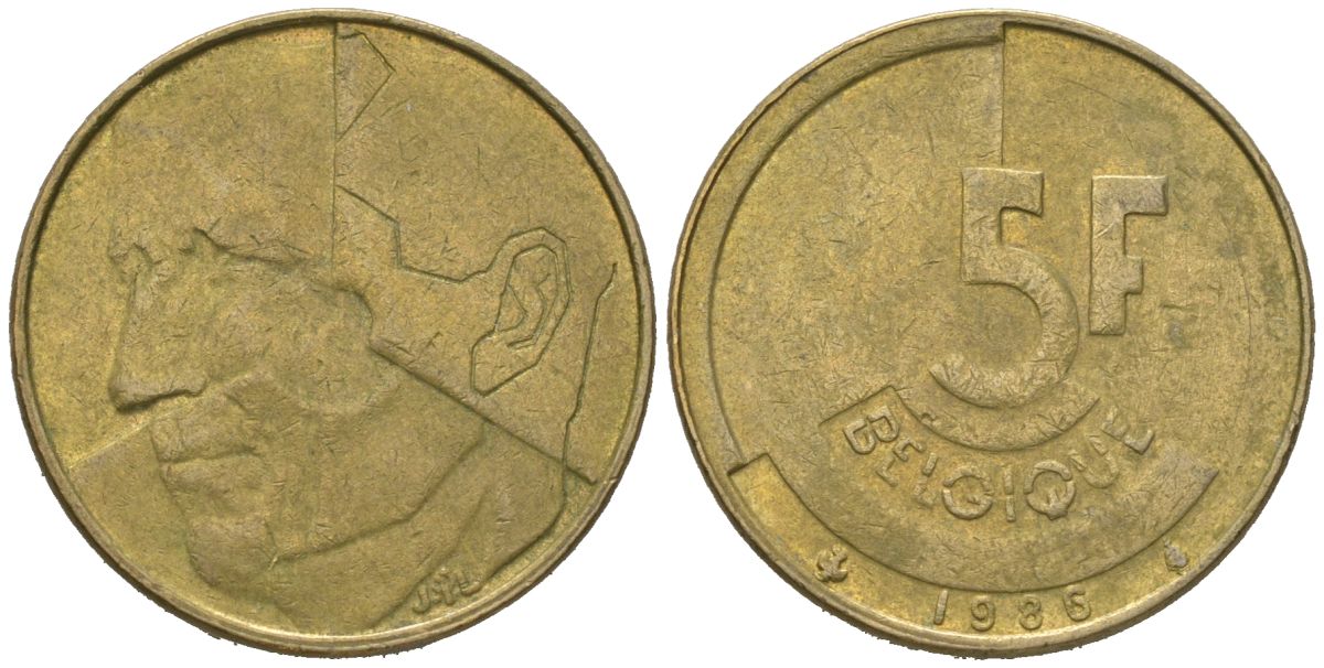 Бельгия 5 франков 1986 Belgique, Бодуэн I (1951-1993) KM 163 никель бронза 4620-431