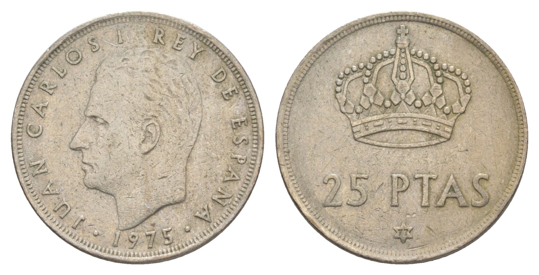 Испания 25 песет 1975 (77) M, Хуан Карлос I (1975-2014) KM 808 медно-никель 4616-547