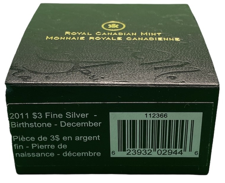 Канада 3 доллара 2011 на день рождения, декабрь, камень месяца циркон KM NEW серебро PROOF 4-3-4-34