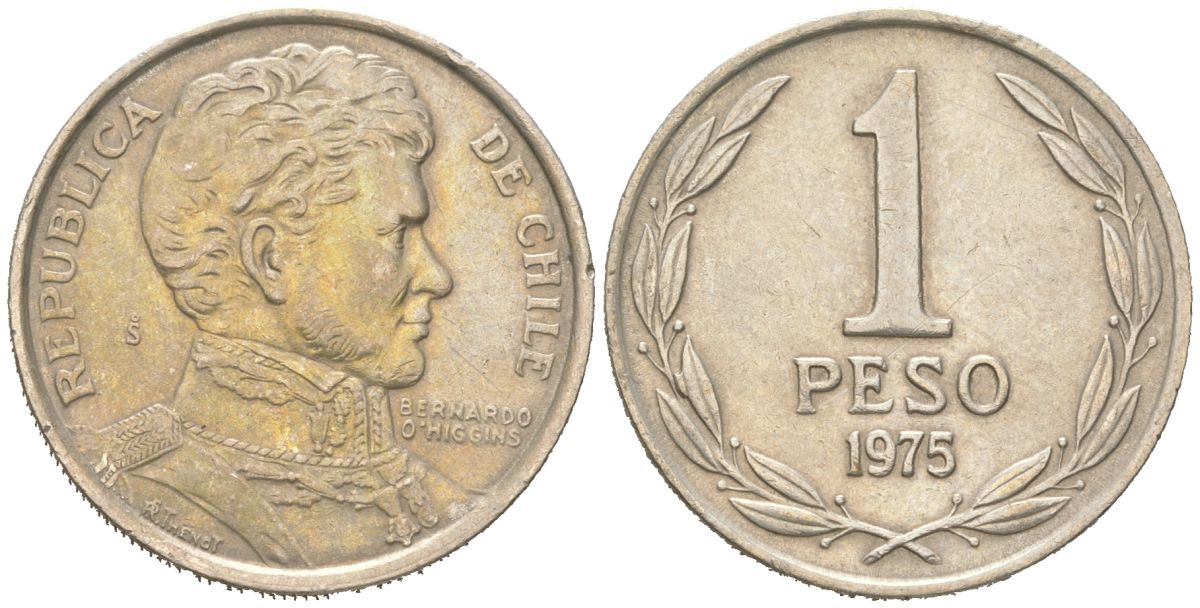 Чили 1 песо 1975 KM 207 медно-никель 4364-416