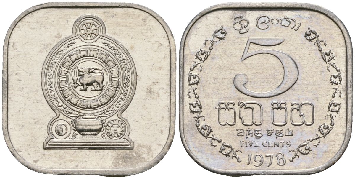 Шри-Ланка 5 центов 1978 KM 139a алюминий 4136-725