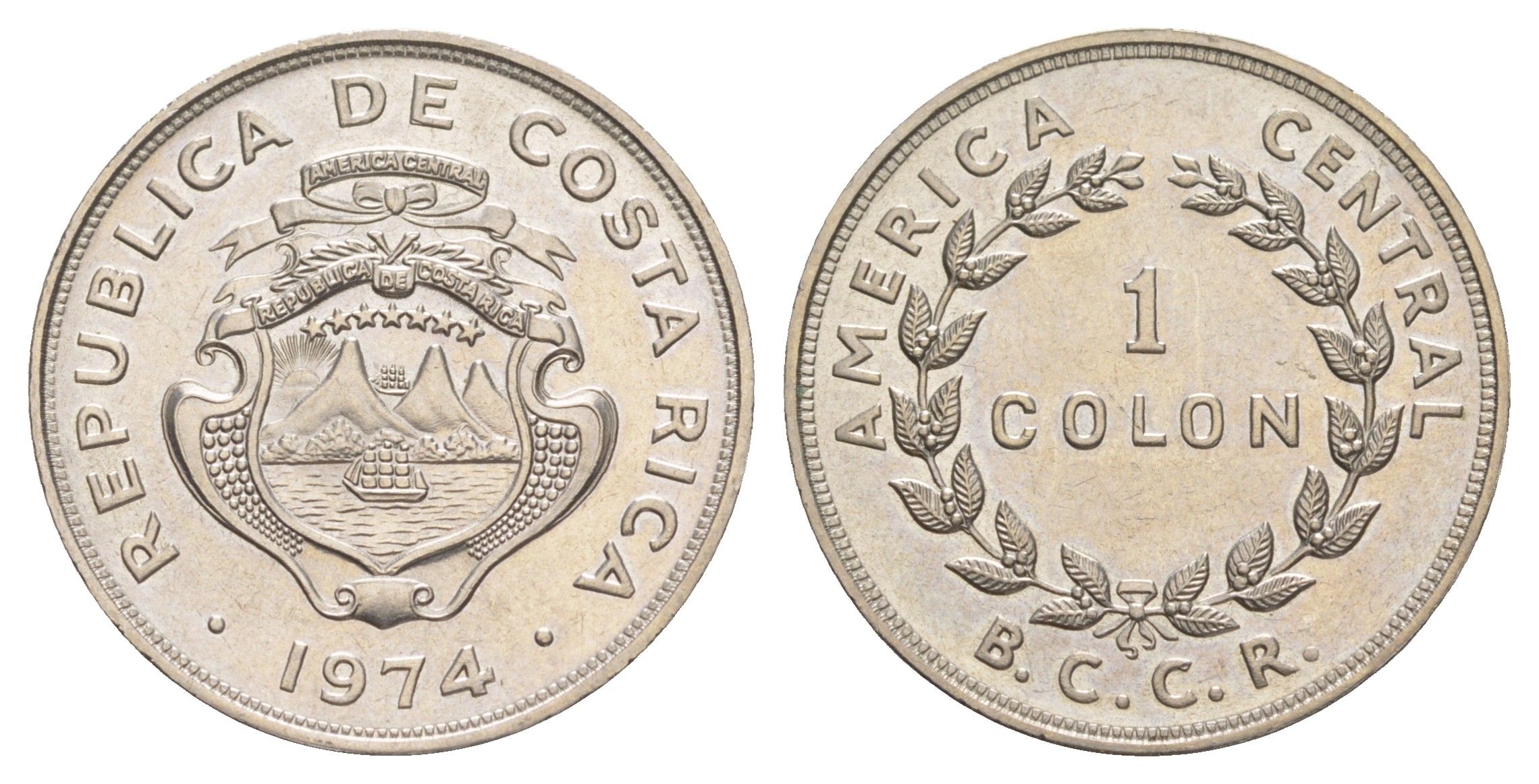 Коста-Рика 1 колон 1974 KM 186.2 медно-никель UNC 4642-843