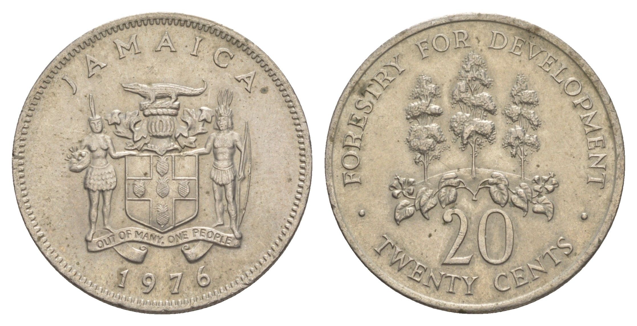 Ямайка 20 центов 1976 ФАО - Давайте производить больше еды KM 69 медно-никель 4641-815