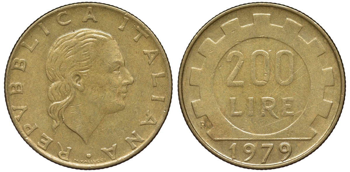 Италия 200 лир 1979 R KM 4543-654