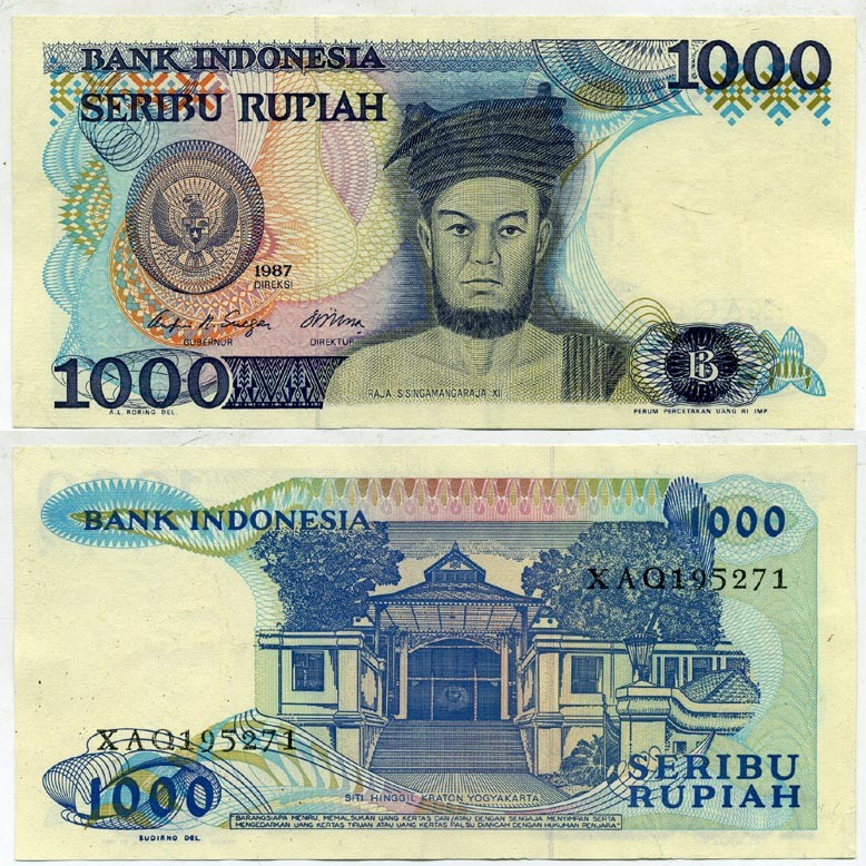 ИНДОНЕЗИЯ 1000 РУПИЙ 1987 Pick 124a бумага UNC (ПРЕСС) 7116-6-1