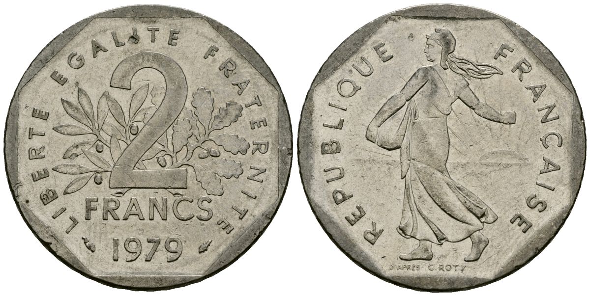 Франция 2 франка 1979 сеятель KM 942.1 никель 4120-414