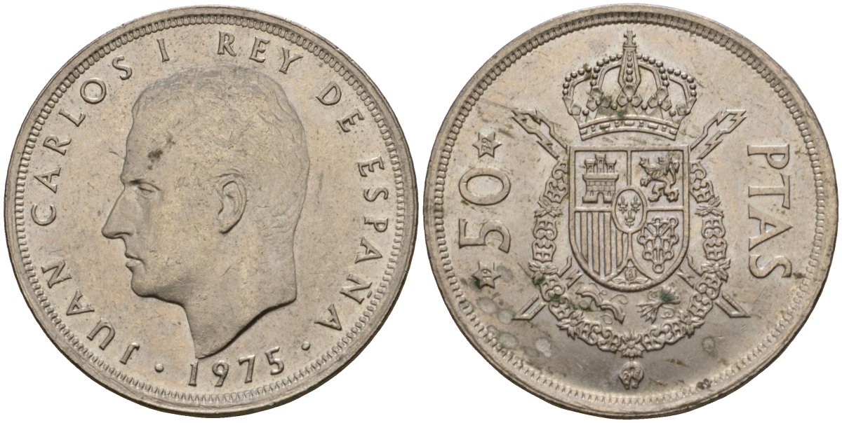 Испания 50 песет 1975 (79) Хуан Карлос I (1975-2014) KM 809 медно-никель 4599-124