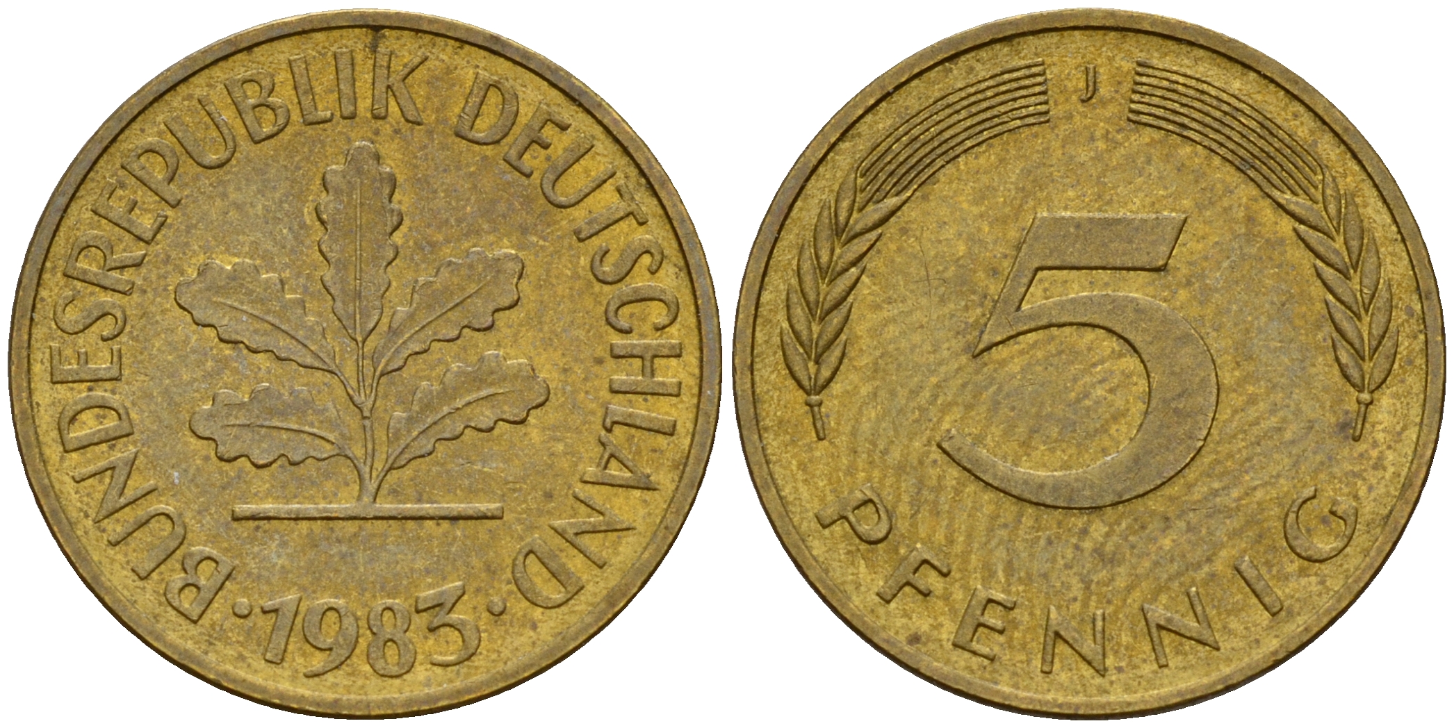 ФРГ 5 пфеннигов 1983 J J.382, KM 107 сталь плакированная латунью    4598-1035