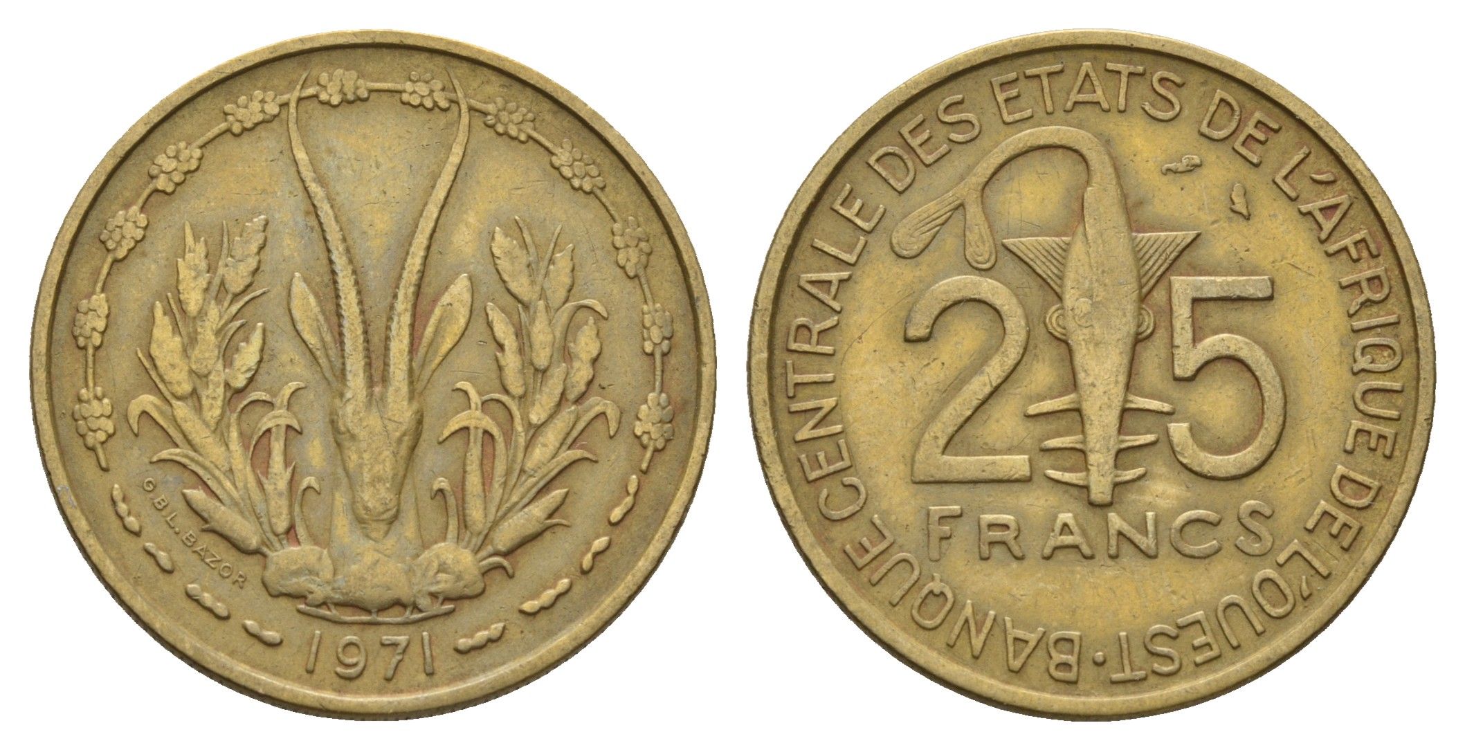 Западная Африка (ВСЕАО) 25 франков 1971 KM 5 медь алюминий никель 4663-813