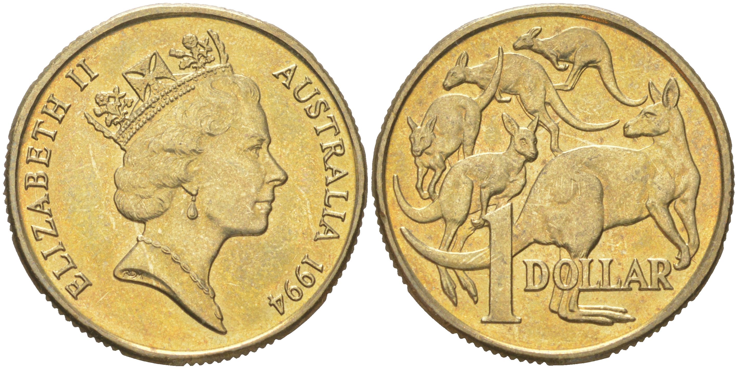 Австралия 1 доллар 1994 Елизавета II (1952-2022), кенгуру KM 84 алюминиевая бронза UNC 4622-236
