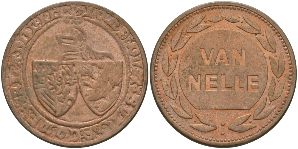 НИДЕРЛАНДЫ ТАБАЧНЫЙ ЖЕТОН ND VAN NELLE, СТАРИННЫЕ МОНЕТЫ, ДИАМЕТР 27 ММ. сталь плакированная медью 98-911