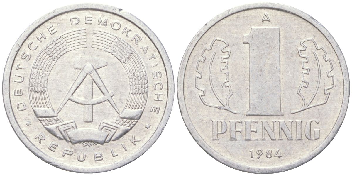 ГДР 1 пфенниг 1984 A KM 8.2 алюминий 4613-937