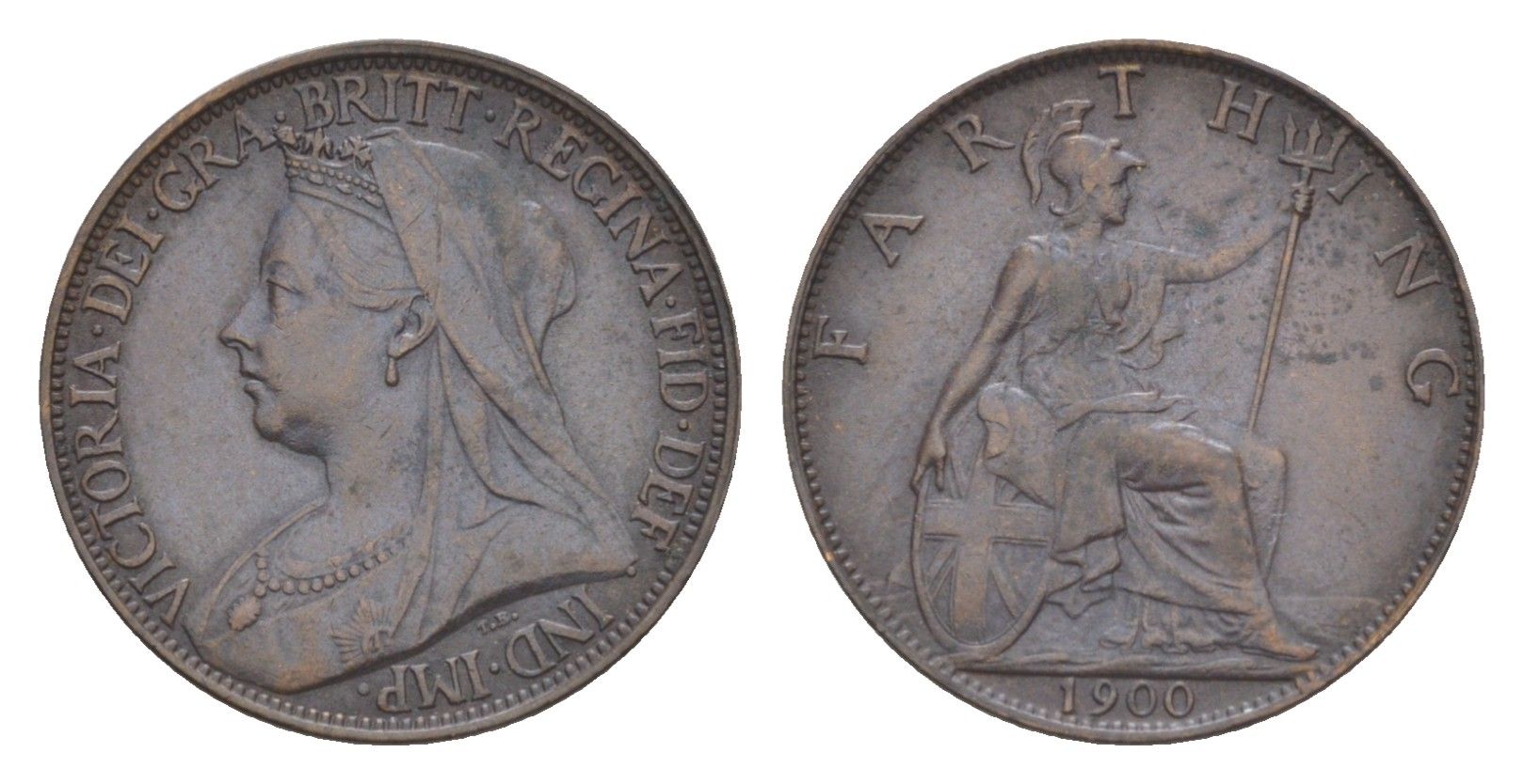 Великобритания 1 фартинг 1900 Виктория (1837-1901) KM 788.2, Spink 3963 бронза 4630-168