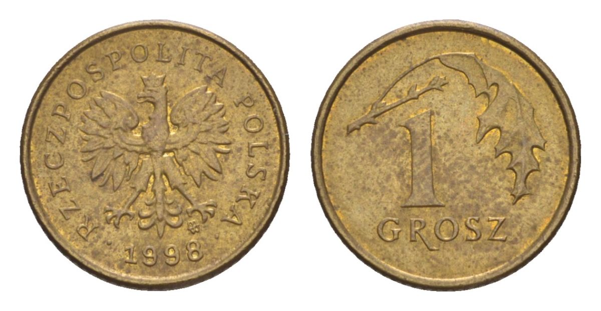 Польша 1 грош 1998 Y 276 марганец латунь UNC 4627-1145